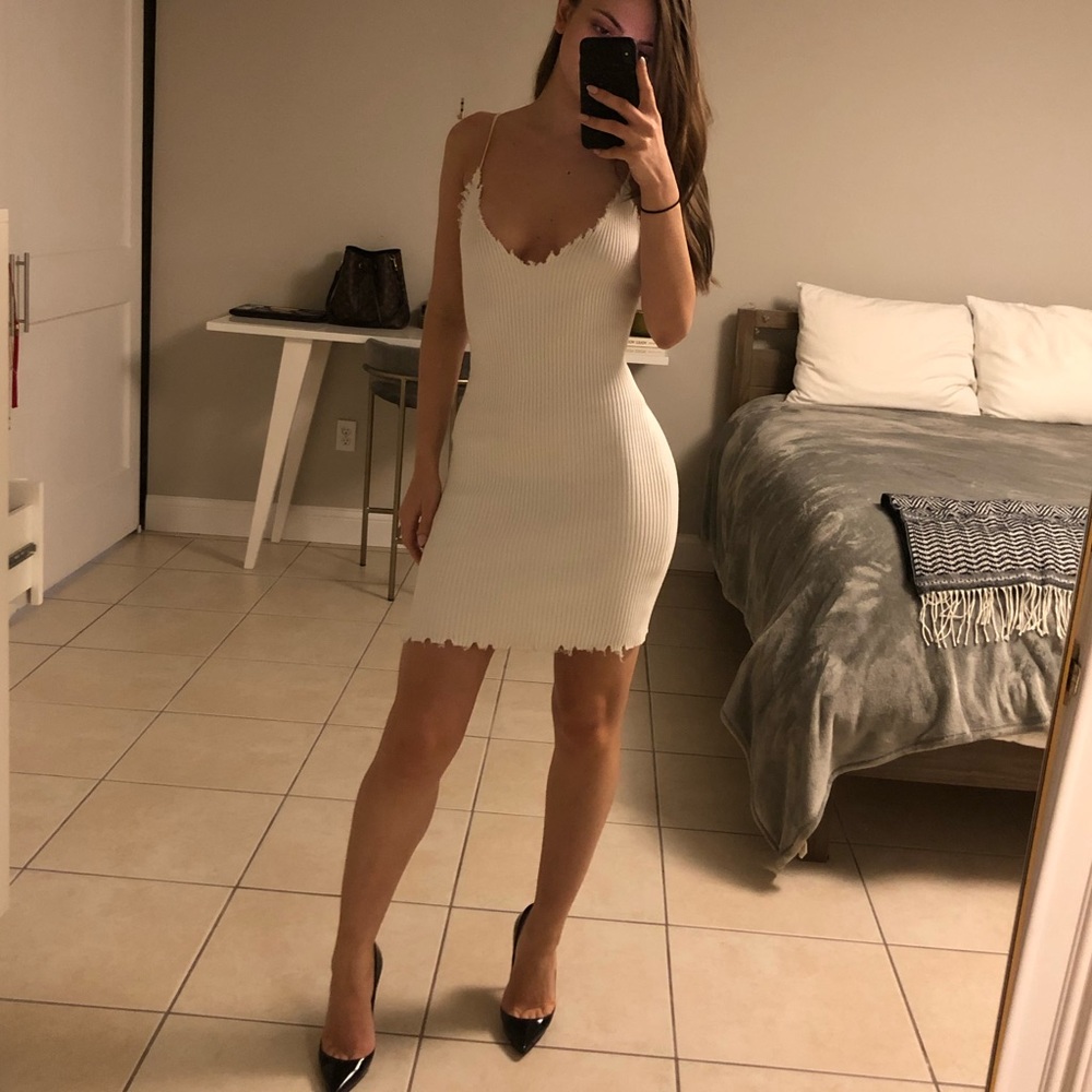 Necessary Clothing White Ribbed Dress